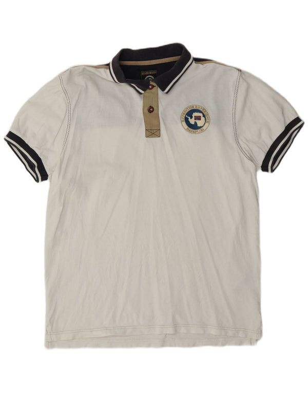 Napapijri Polo De Rugby Con Gráfico Geográfico Para Hombre XL Blanco Colorblock