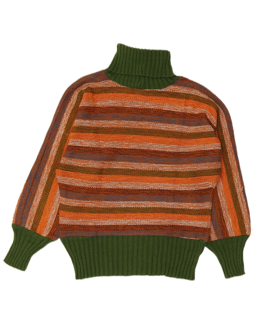 Vintage mujer rollo cuello jersey suéter IT 44 medio multicolor rayas