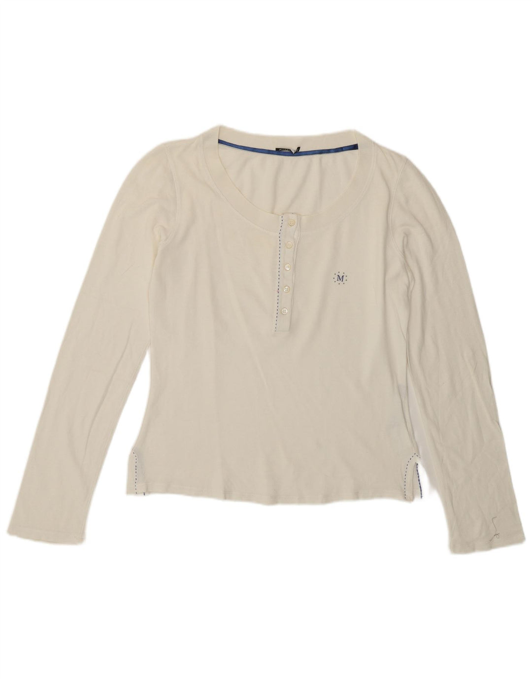Marella Top Mujer Manga Larga UK 44 Grande Algodón Blanco Roto