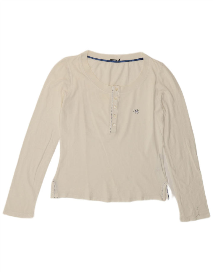 Marella Top Mujer Manga Larga UK 44 Grande Algodón Blanco Roto