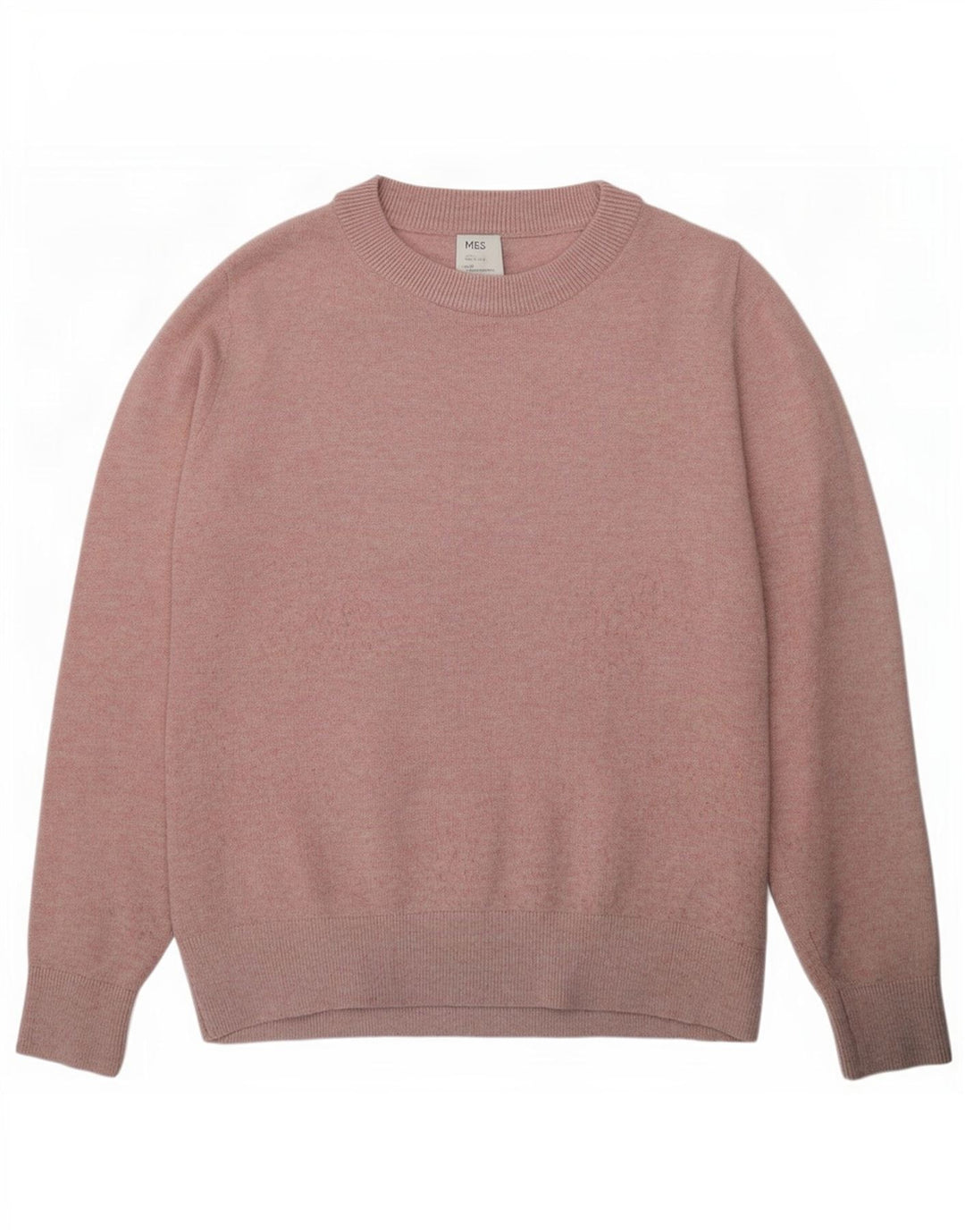 Marks & Spencer Suéter de cuello redondo para mujer UK 10 Small Pink Poliéster