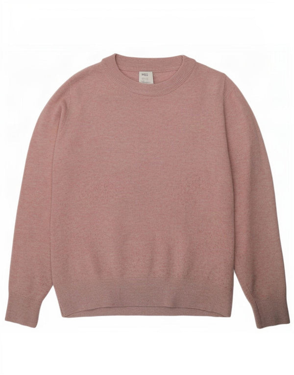 Marks & Spencer Suéter de cuello redondo para mujer UK 10 Small Pink Poliéster