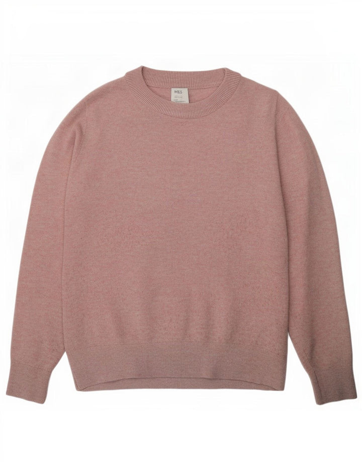 Marks & Spencer Suéter de cuello redondo para mujer UK 10 Small Pink Poliéster