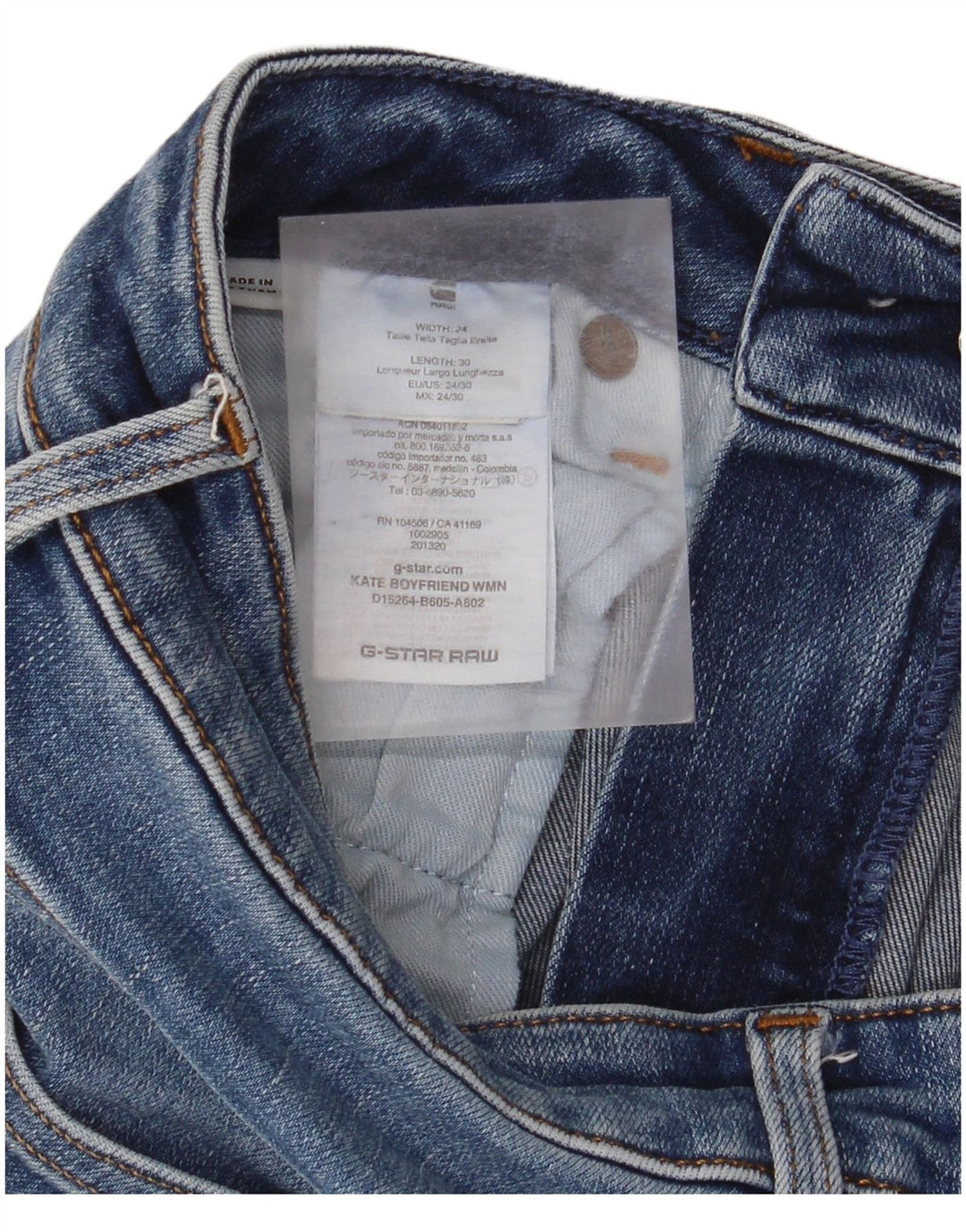 Vaqueros ajustados desgastados para mujer G-Star W24 L30 Algodón azul