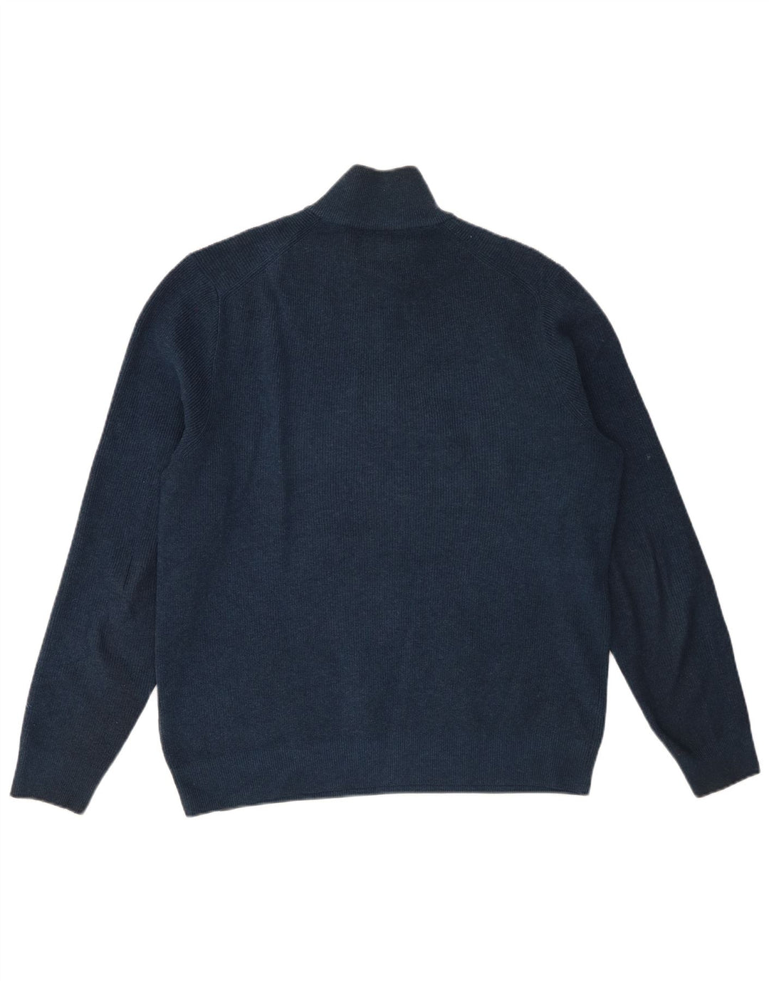 Marks & Spencer Jersey con cuello y cremallera para hombre, talla grande, algodón azul marino