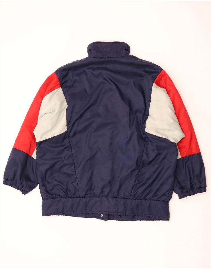 Vintage hombres chándal top chaqueta 2XL azul marino colorblock