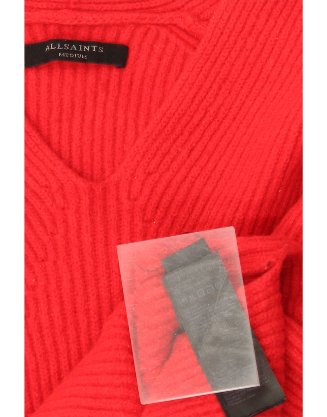 All Saints Jersey extragrande con cuello en V para mujer UK 40 Lana roja mediana