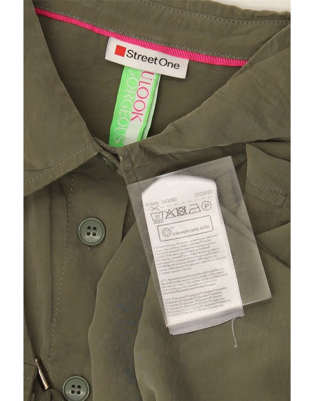 Street One Blusa tipo camisa para mujer UK 20 2XL Caqui Modal