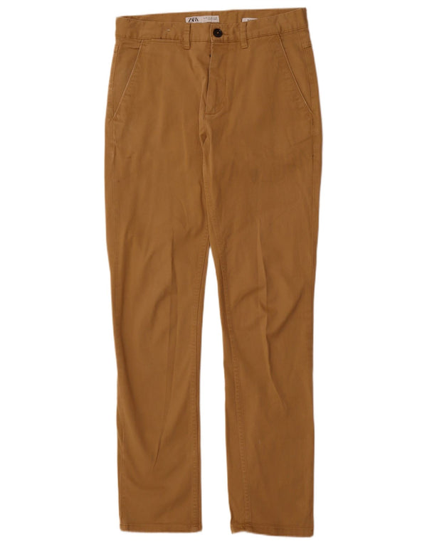 Zara Mens Slim Chino Pantalones EU 38 Small W30 L31 Algodón Beige