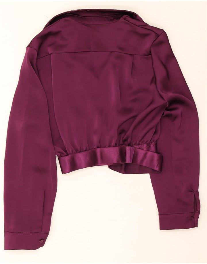 Vintage mujer 2 botones falda conjunto XL W28 poliéster púrpura