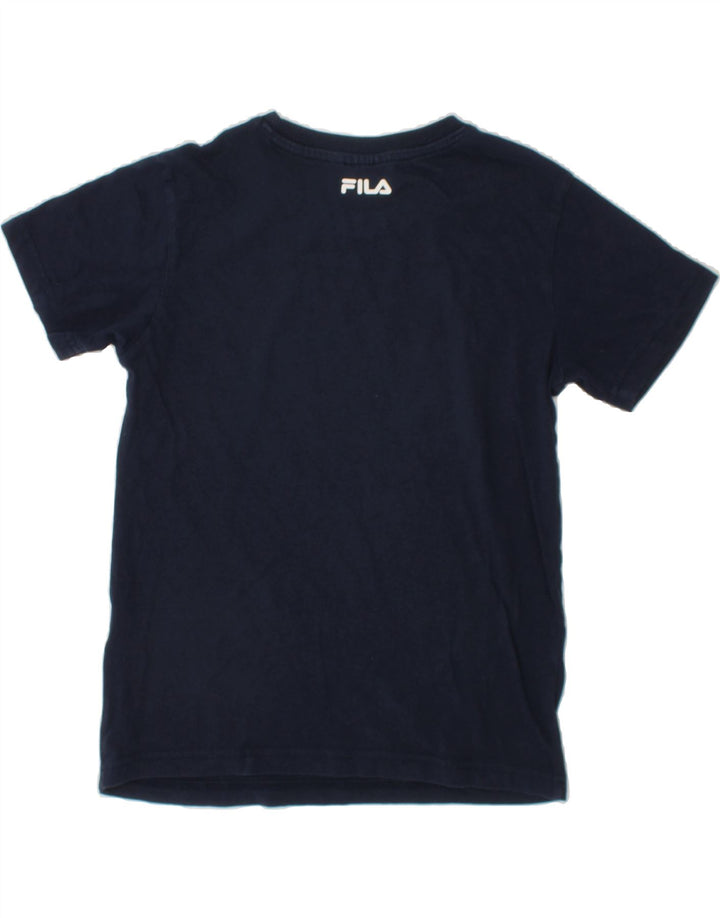 FILA Boys Graphic T-Shirt Top 7-8 Years Navy Blue Vintage Fila and Second-Hand Fila from Messina Hembry 