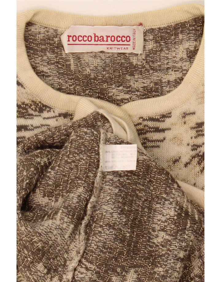 Roccobarocco Suéter Cárdigan con Patrón Abstracto para Mujer UK 8 Small Beige