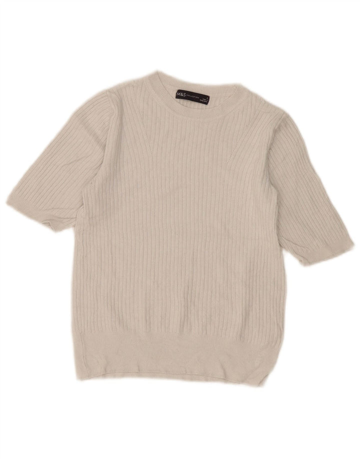 Marks & Spencer Suéter con Cuello Barco para Mujer UK 8 Small Blanco