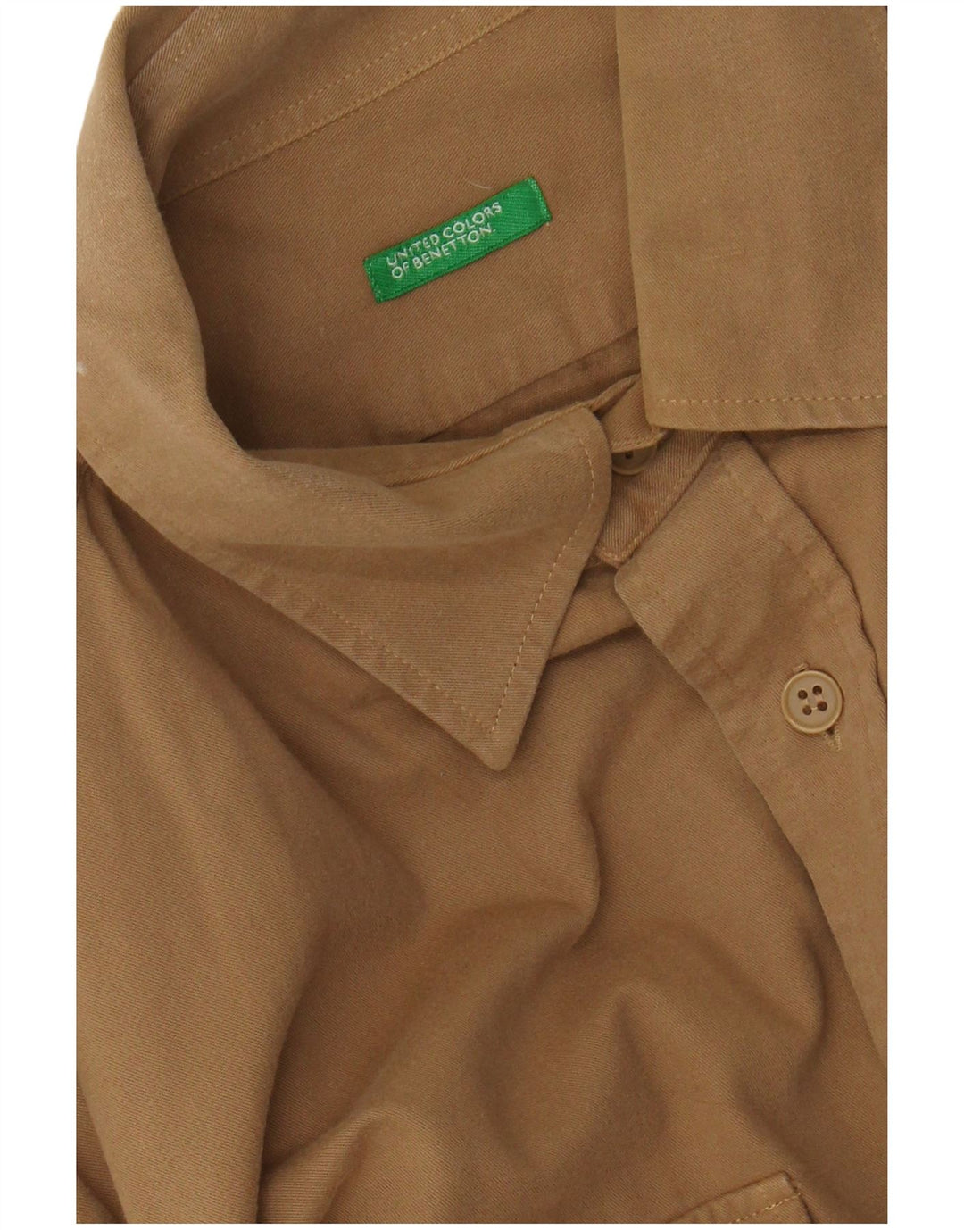BENETTON Camisa Militar De Franela Hombre Beige Medio