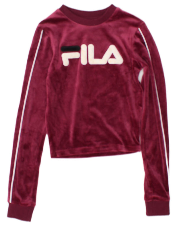 Fila Chándal completo de terciopelo gráfico para mujer UK 4 XS Poliéster burdeos