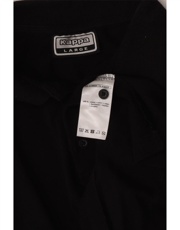 KAPPA Polo para hombre grande de algodón negro
