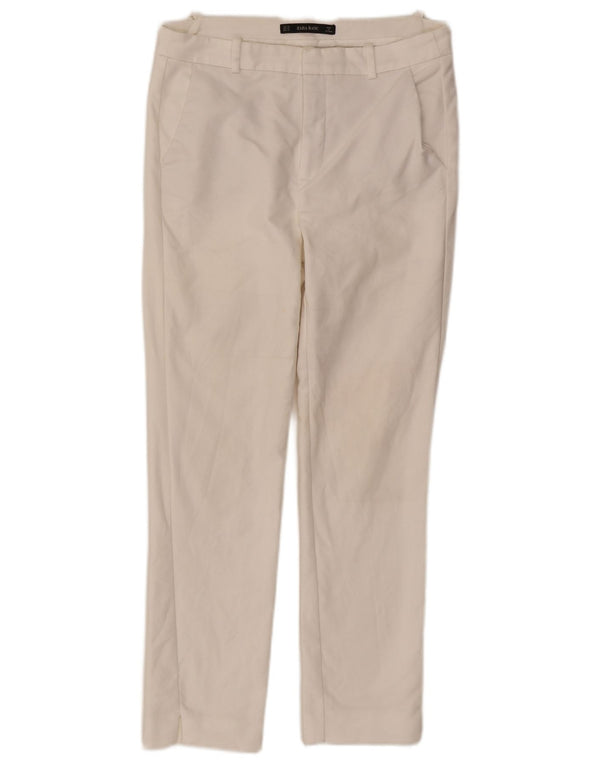 Zara Pantalón Chino Slim Fit para Mujer EU 38 Small W28 L26 Algodón Blanco