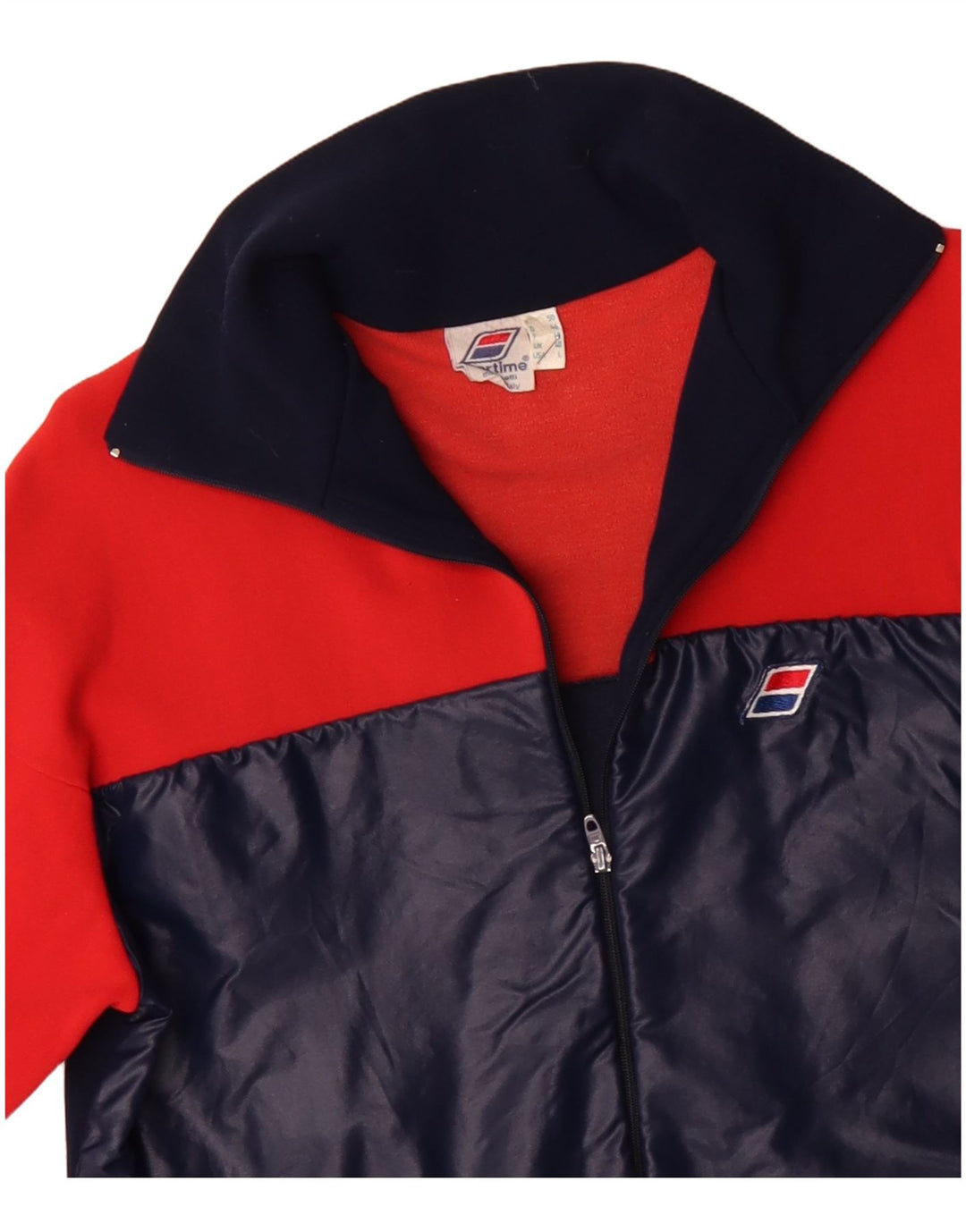 VINTAGE Hombres Chándal Top Chaqueta Reino Unido 40 Medio Rojo Colorblock Poliamida