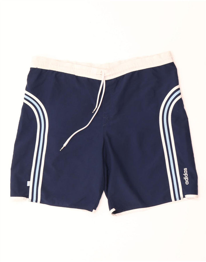 Adidas Hombre Bañador Corto Grande Azul Marino Rayas Poliéster