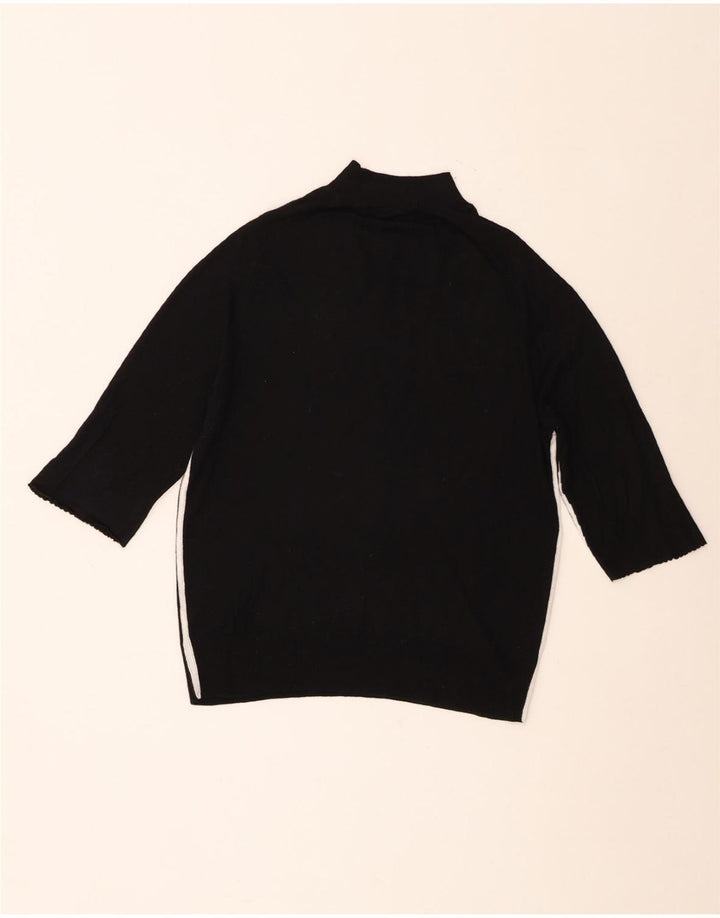 Zara Suéter tipo jersey con cuello alto y manga 3/4 para mujer UK 40 Medium Black