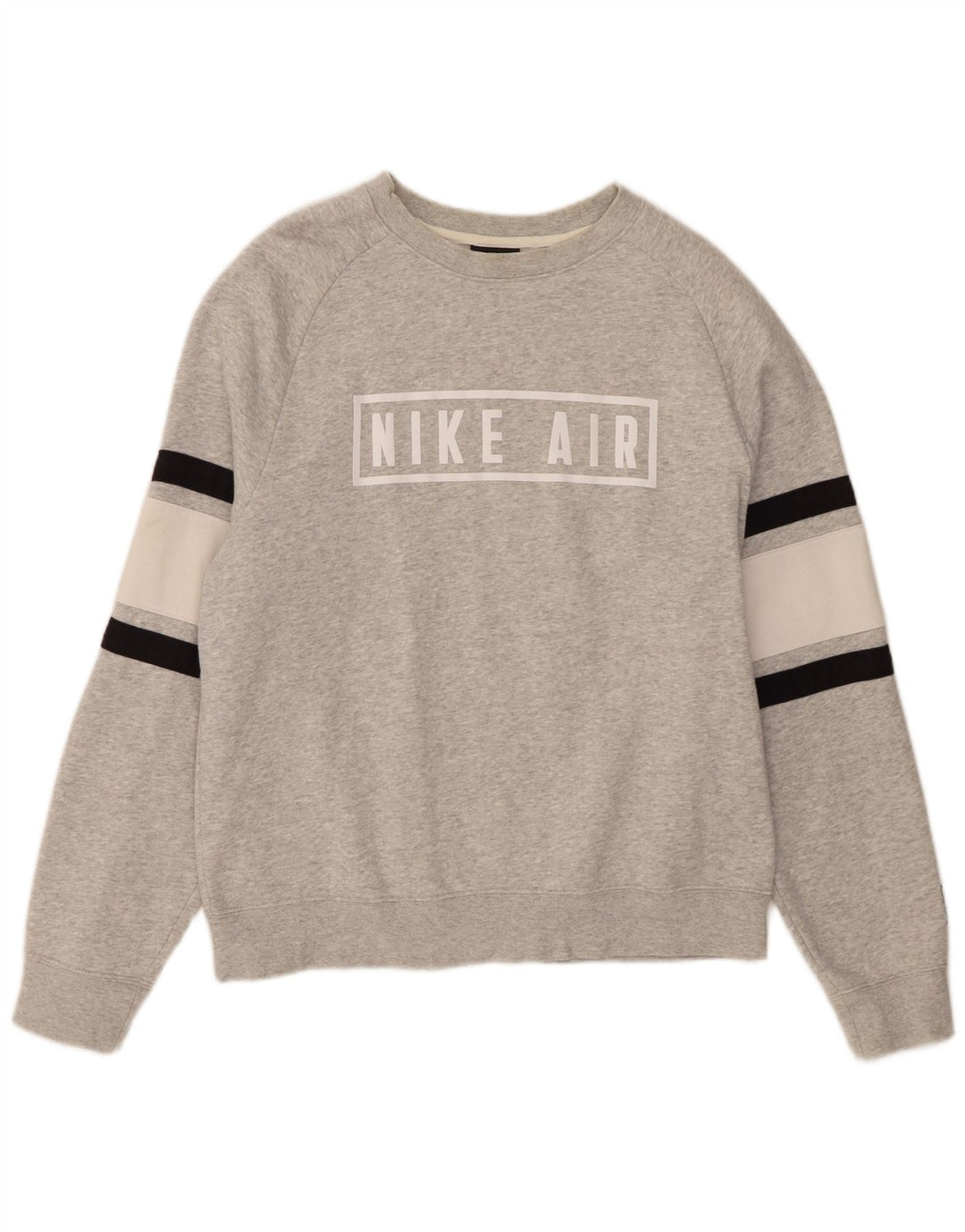 Nike Mujer Sudadera extragrande con gráfico tipo jersey en bloques de color gris pequeño