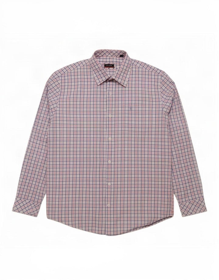 Camisa Pierre Cardin Hombre Algodón Azul Medio A Cuadros