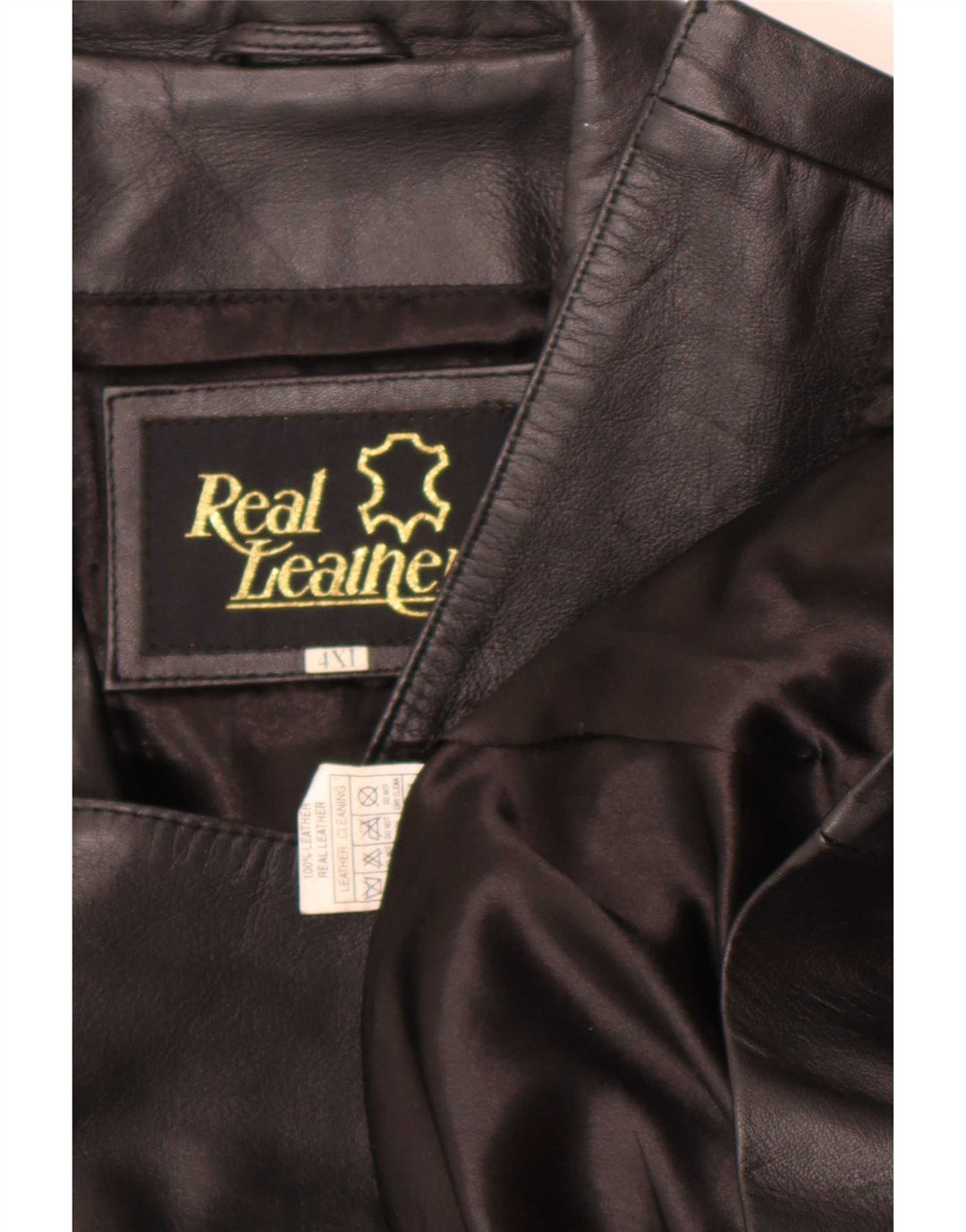Chaqueta blazer de cuero vintage con 2 botones para mujer UK 24 4XL Negro