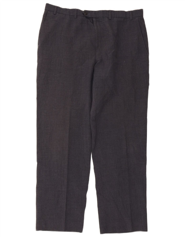 Marks & Spencer Pantalón de traje recto para hombre W38 L31 Poliéster azul marino