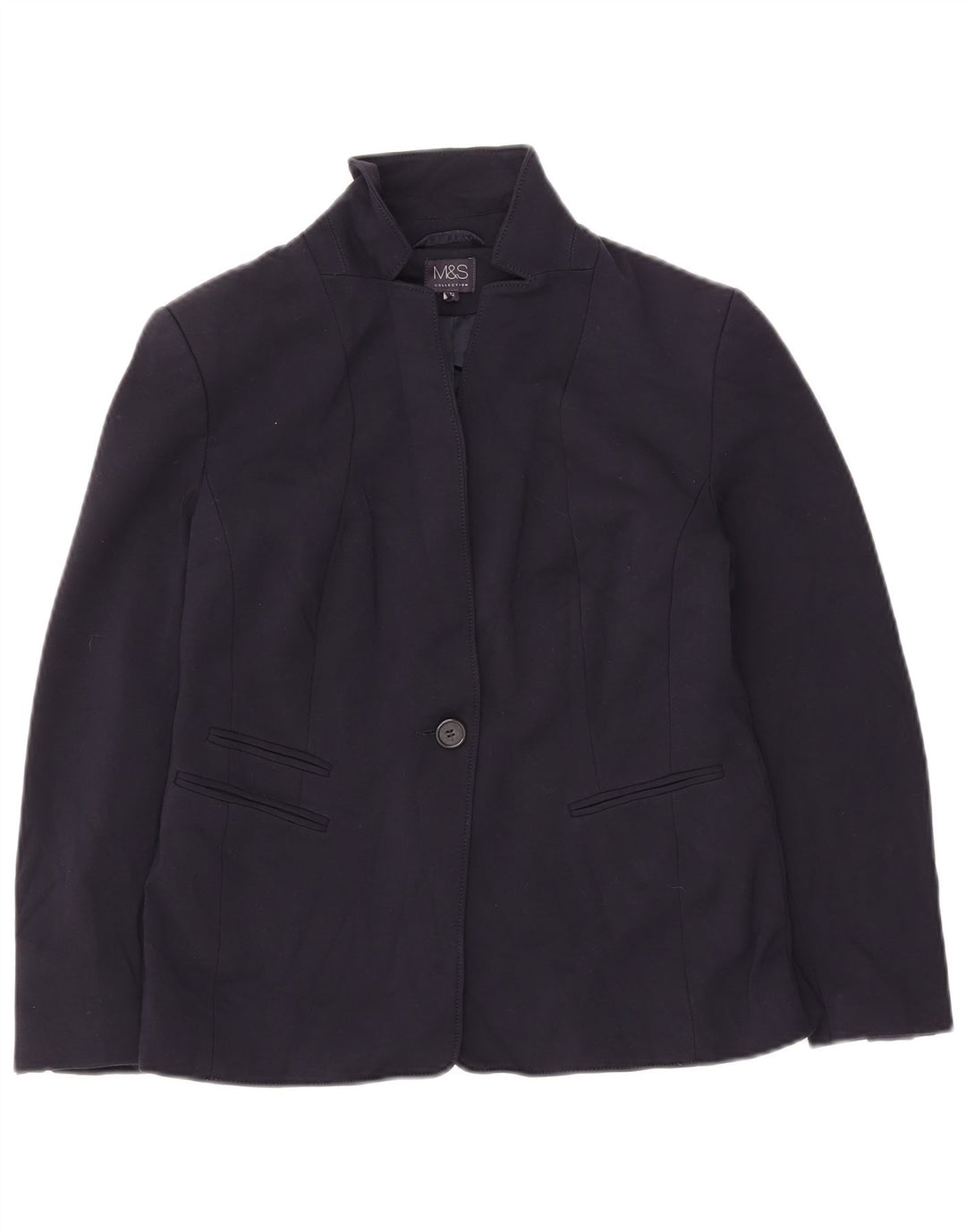 Marks & Spencer Chaqueta tipo blazer con 1 botón para mujer, talla 44, talla mediana, azul marino