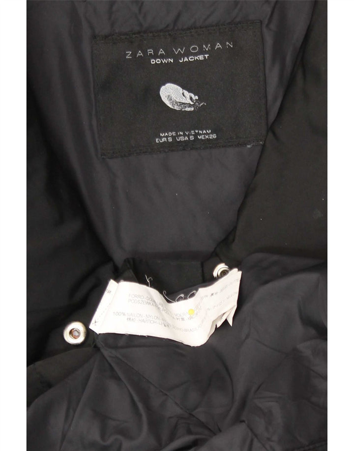 Zara Mujer Chaqueta Acolchada UK 10 Small Nylon Negro