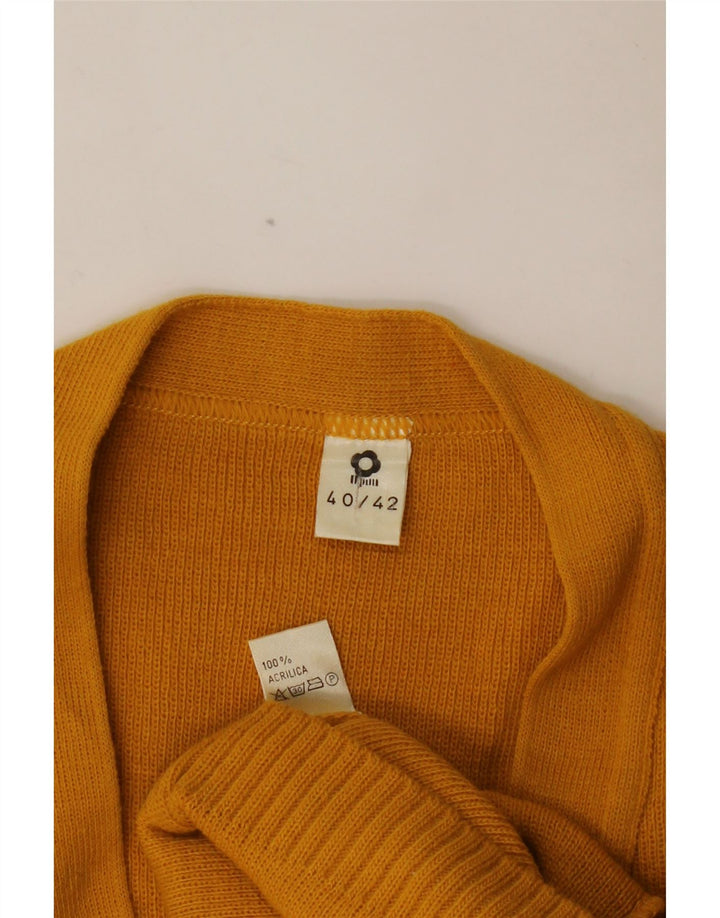 VINTAGE Suéter cárdigan de mujer IT 40/42 Acrílico amarillo pequeño