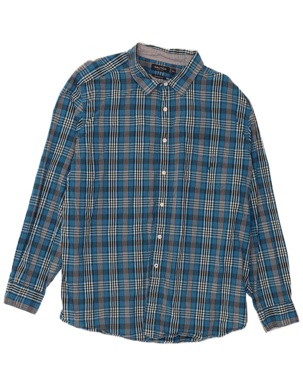 Nautica Camisa de ajuste clásico para hombre, talla 2XL, algodón a cuadros azul marino