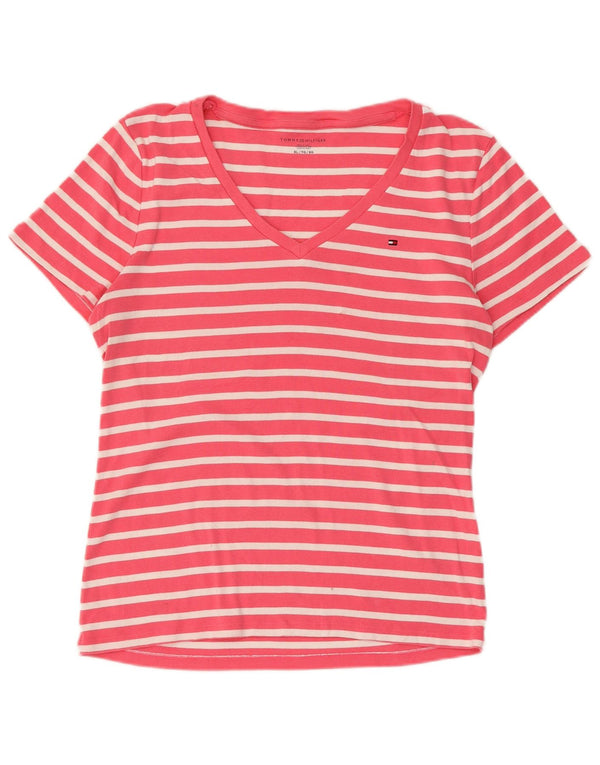 TOMMY HILFIGER Camiseta Mujer Top UK 40 XL Algodón A Rayas Rosa