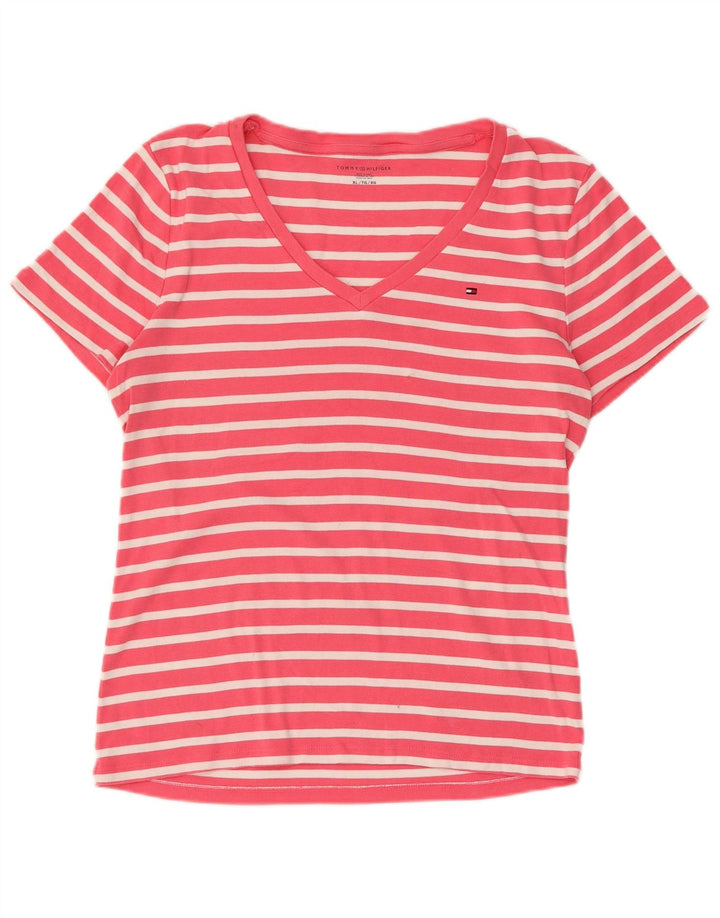 TOMMY HILFIGER Camiseta Mujer Top UK 40 XL Algodón A Rayas Rosa