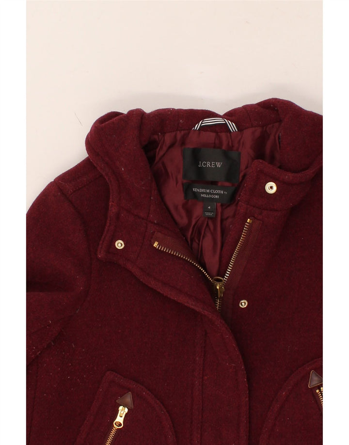 J. CREW Womens Hooded Overcoat US 4 Small Burgundy Wool Vintage J. Crew and Second-Hand J. Crew from Messina Hembry 