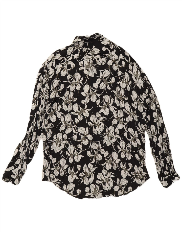 Zara Hombre Camisa Slim Fit Grande Negro Floral