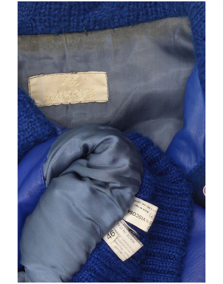 Chaqueta de cuero vintage para mujer IT 46 Mohair azul grande