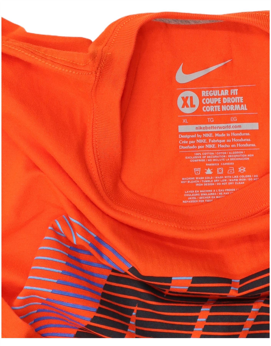 NIKE Camiseta gráfica de ajuste regular para hombre XL Naranja Algodón