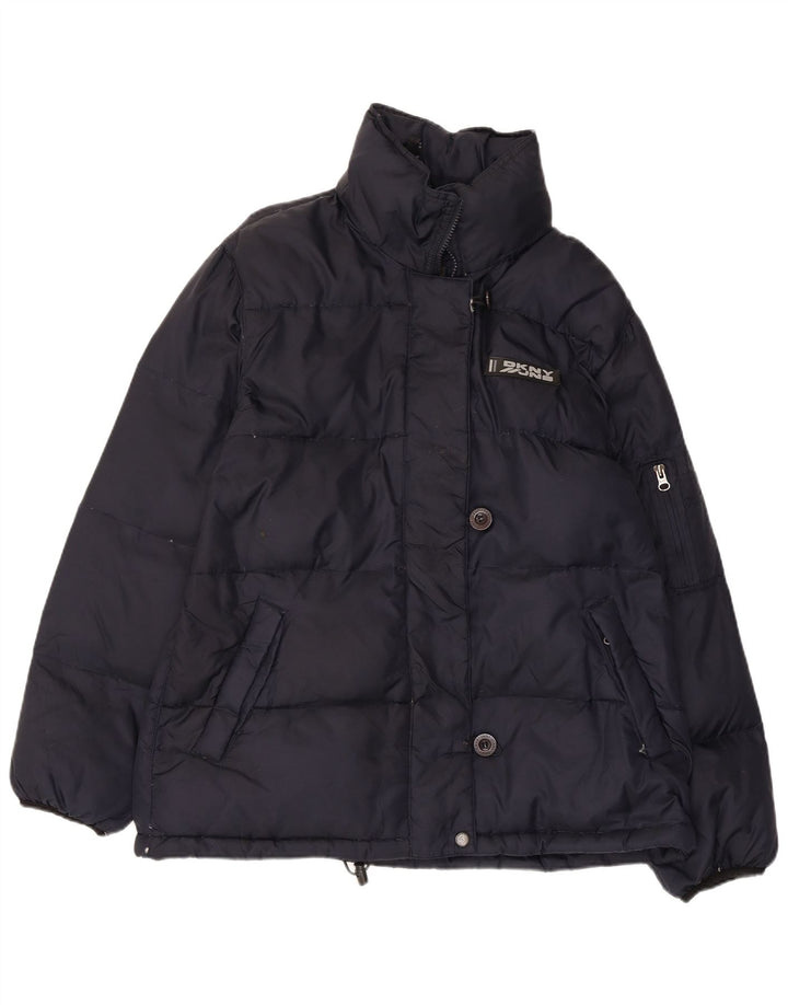 Dkny Chaqueta acolchada extragrande para mujer UK 10 Small Nylon azul marino