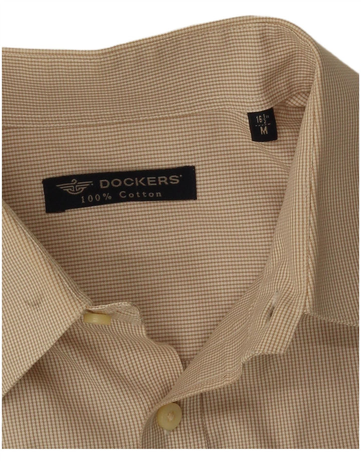 Dockers Camisa para hombre talla 16 1/2 algodón de pata de gallo beige mediano