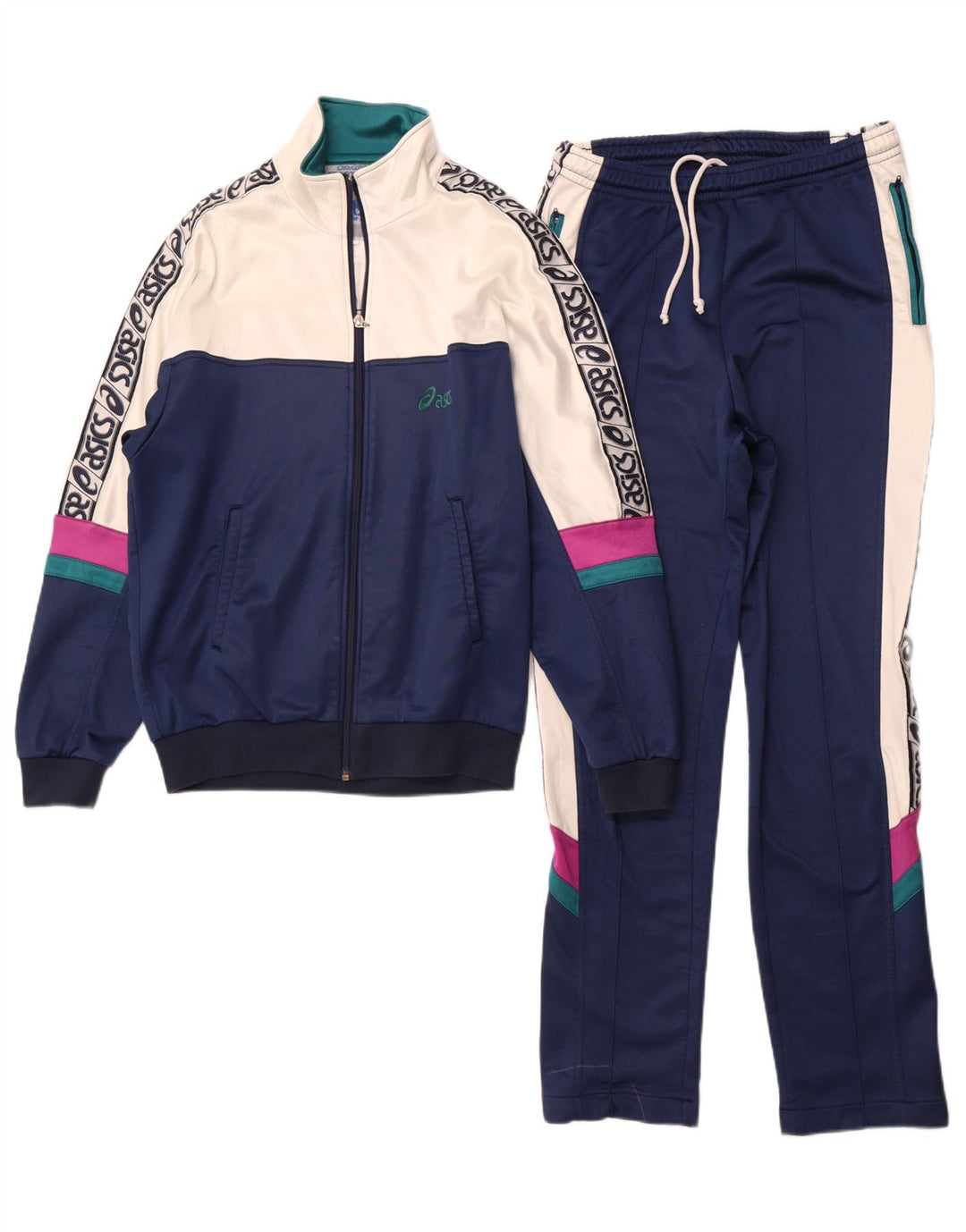 Chándal Asics Mujer Completo IT 48 XL Azul Marino Colorblock Poliamida