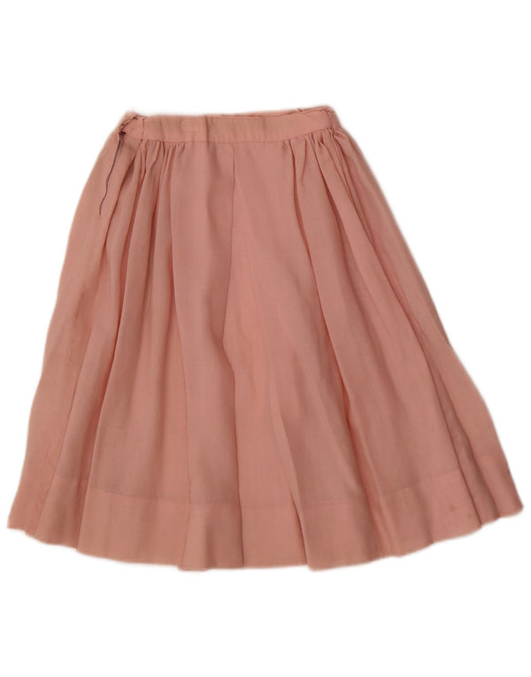 Vintage mujer plisada A-Line falda W20 2XS rosa floral