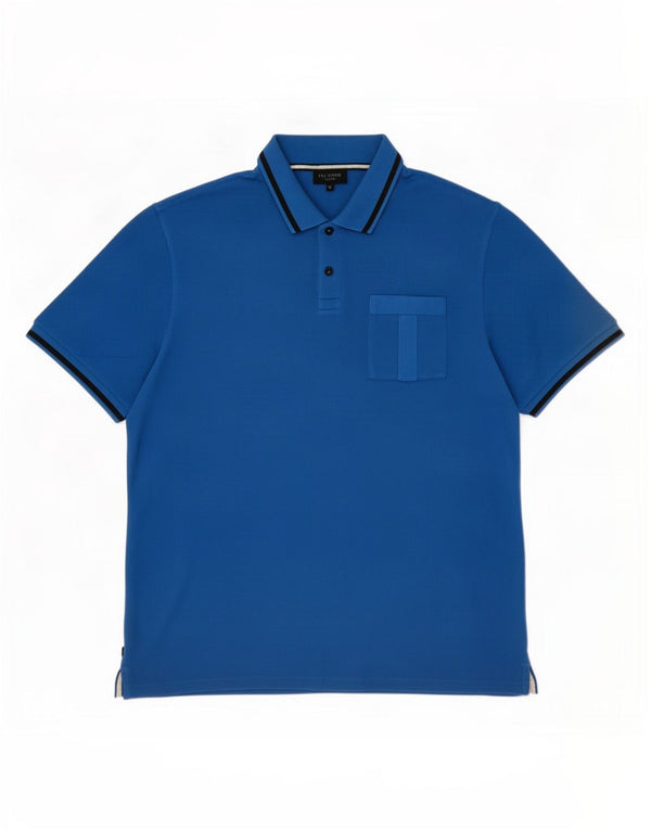 Ted Baker Polo para hombre Talla 6 2XL Algodón azul