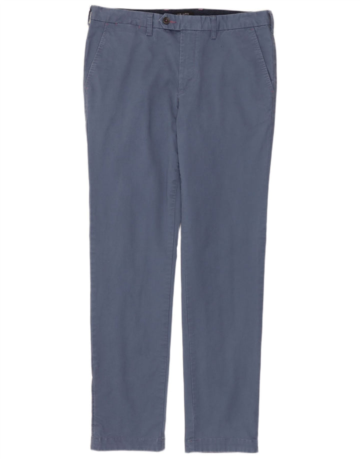 TED BAKER Pantalón de traje recto para hombre W32 L32 Algodón azul