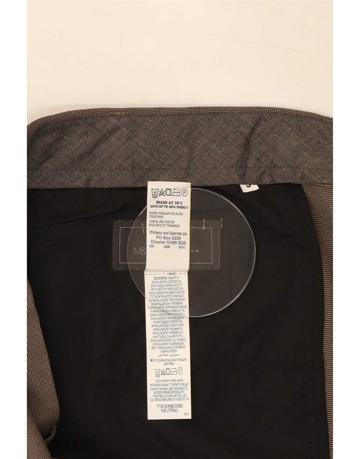 Marks & Spencer Pantalón de traje de corte regular para hombre W40 L31 Poliéster marrón