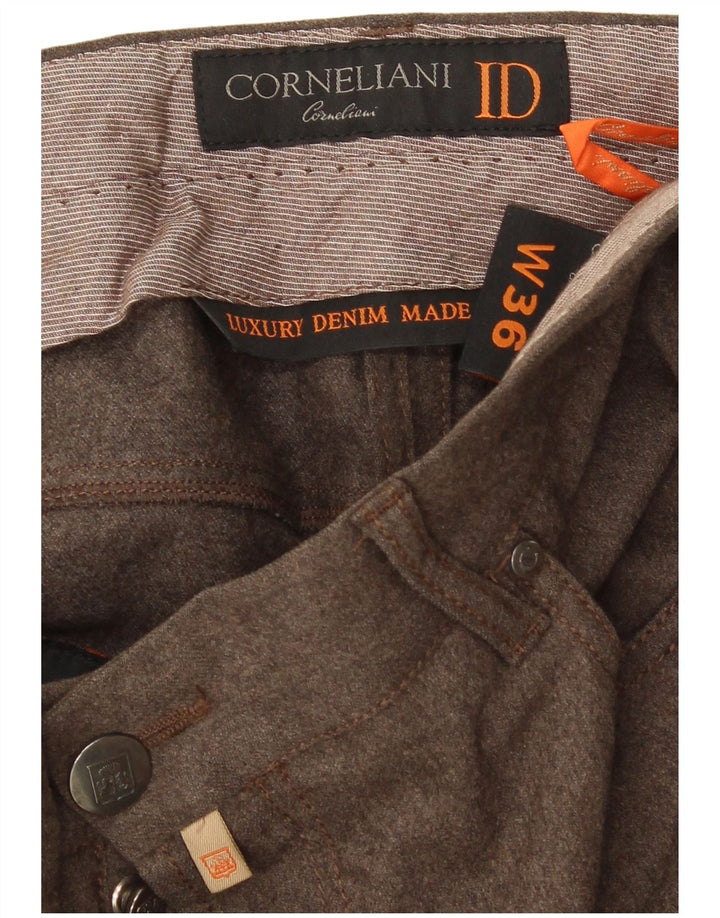 CORNELIANI Pantalones casuales rectos para hombre W36 L28 Lana marrón