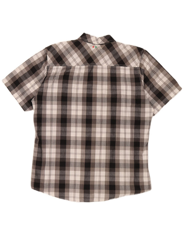 Kickers Camisa De Manga Corta Hombre XL Gris Cuadros Algodón