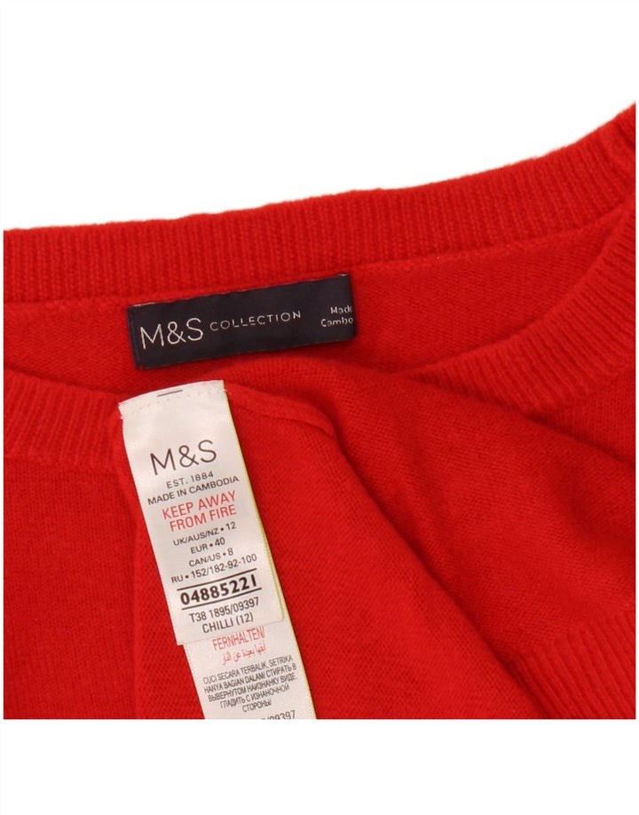 Marks & Spencer Jersey corto con cuello redondo para mujer, talla 40, talla M, color rojo