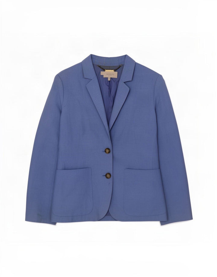 Hobbs Chaqueta Blazer de 2 Botones para Mujer Reino Unido 12 Lino Azul Mediano