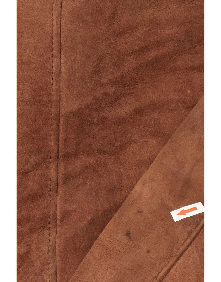 Vintage hombres shearling abrigo Reino Unido 40 marrón grande